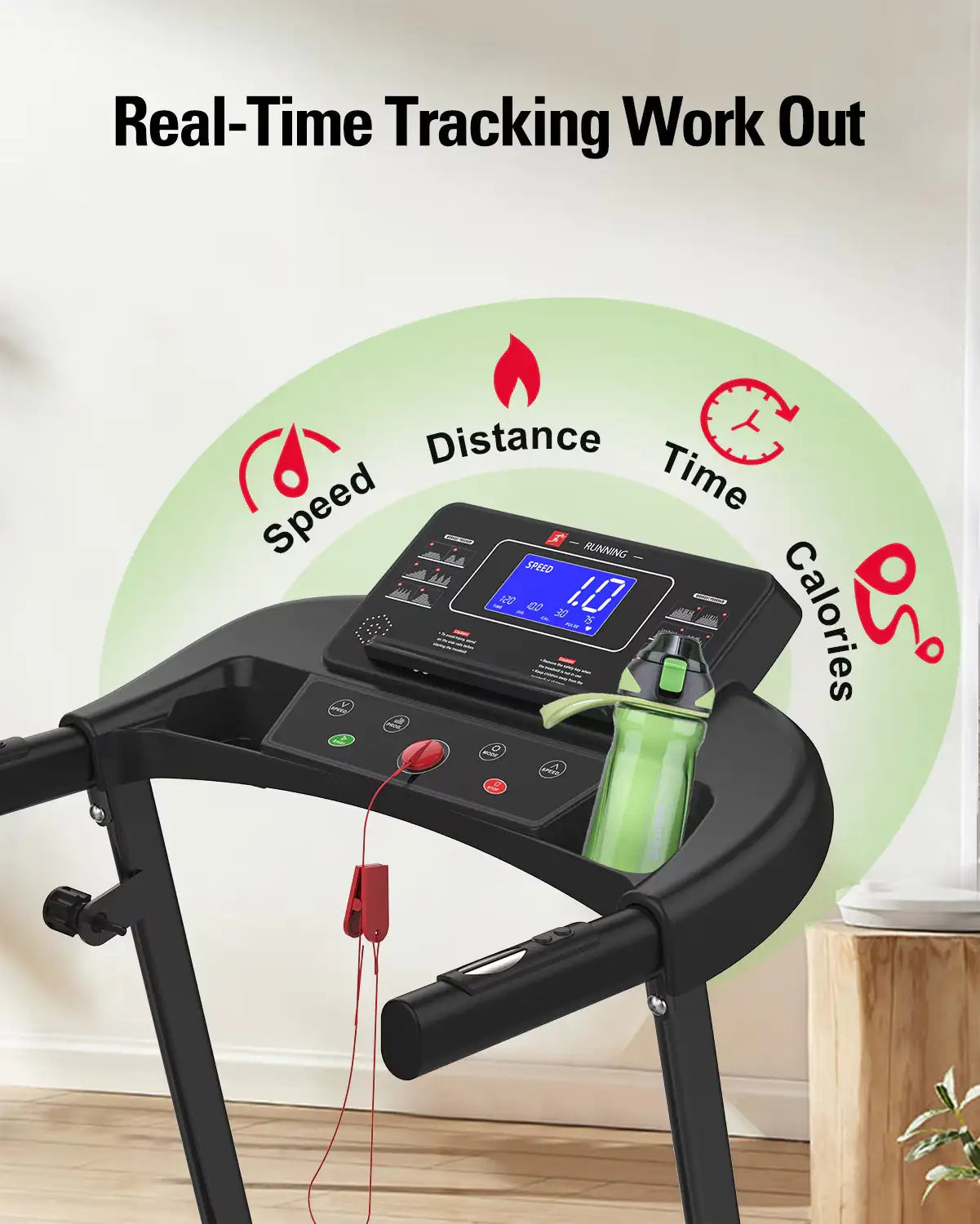 Foldable Treadmill Fitness Walking Machine โ 2.5HP Incline Treadmill with Heart Rate Monitor & HIIT Settings