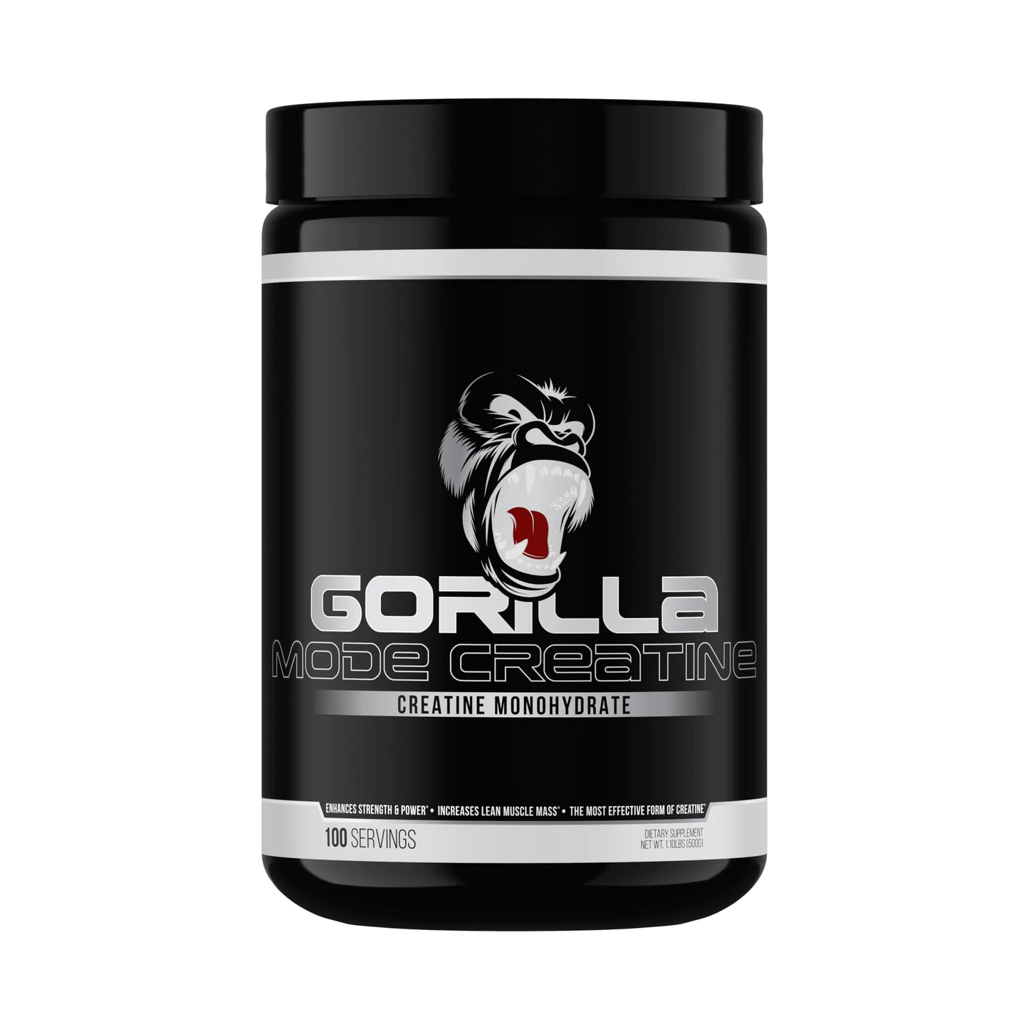 Gorilla Mode Creatine – 100 Servings of Micronized Creatine Monohydrate for Muscle Size, Strength & Power Output