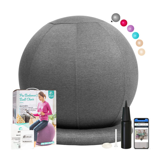 ProBalanceΩ Yoga Ball Chair – 55cm Active Sitting Ball with Slipcover & Base