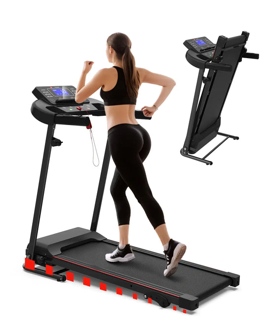 Foldable Treadmill Fitness Walking Machine – 2.5HP Incline Treadmill with Heart Rate Monitor & HIIT Settings