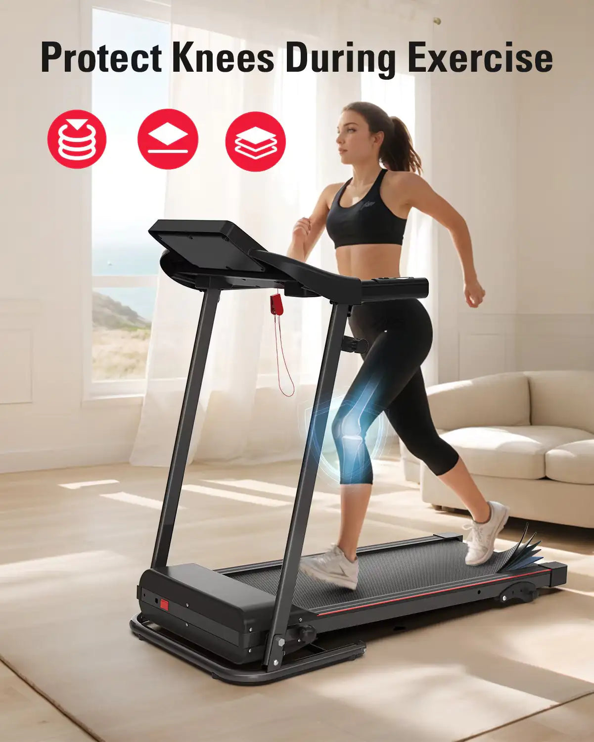 Foldable Treadmill Fitness Walking Machine โ 2.5HP Incline Treadmill with Heart Rate Monitor & HIIT Settings