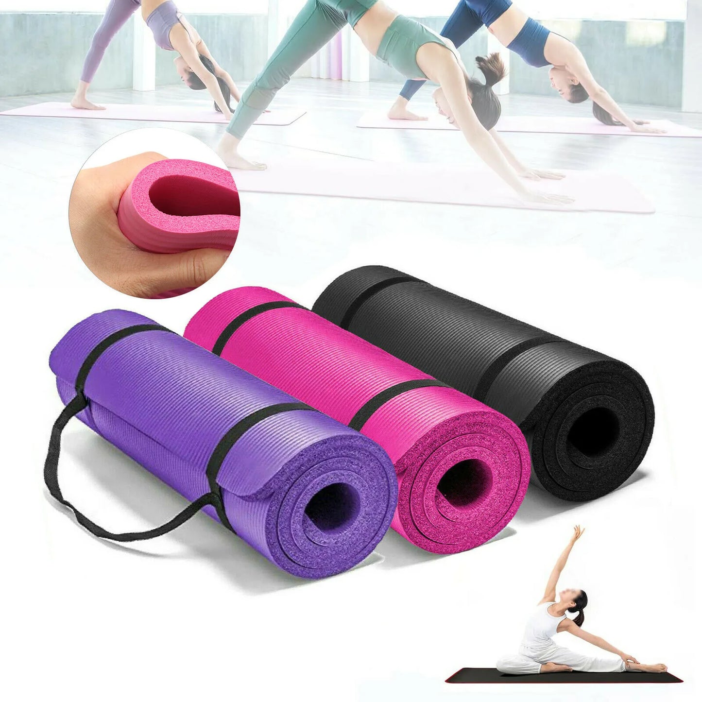 Widened Non-Slip Fitness Mat – Extra Space & Comfort for Yoga, Stretching & Floor Workouts
