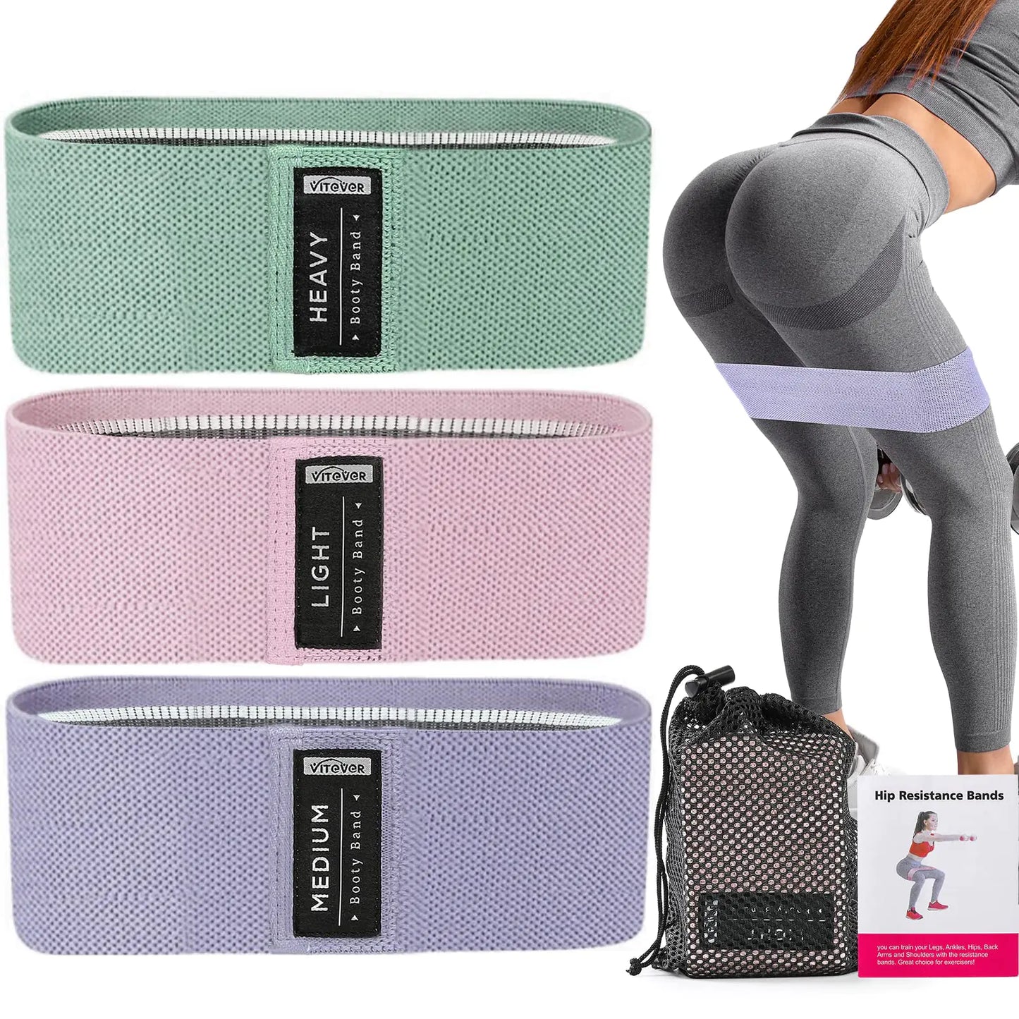 3 Levels Booty Bands Set – Non-Slip Resistance Bands for Glutes, Legs, and Full-Body Workouts