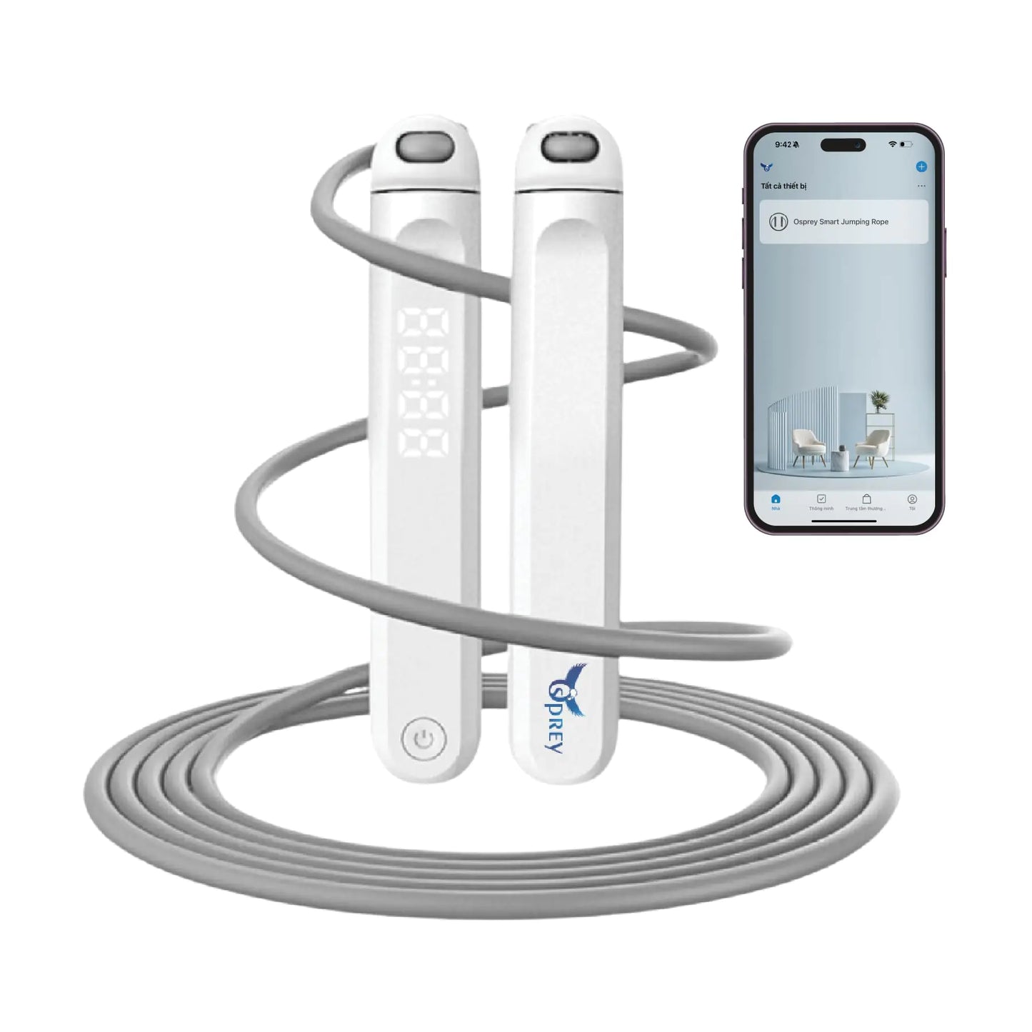 Osprey Smart Jump Rope – Adjustable Digital Counting Rope with Cordless Mode & Vibration Alerts